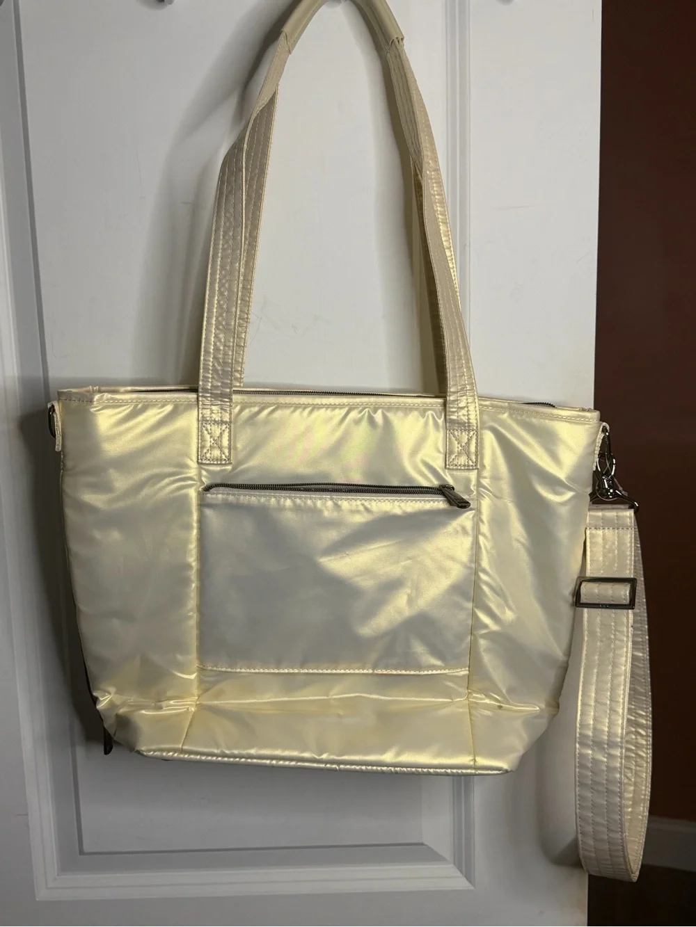Lug brand champagne “Rally” Quilted Tote with Detachable Strap NWT